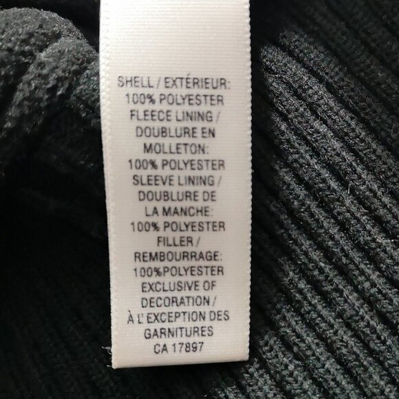 Old Navy Ladies Size Medium Shiny Black Fleece Lined Puffer Bomber Jacket - Picture 6 of 12